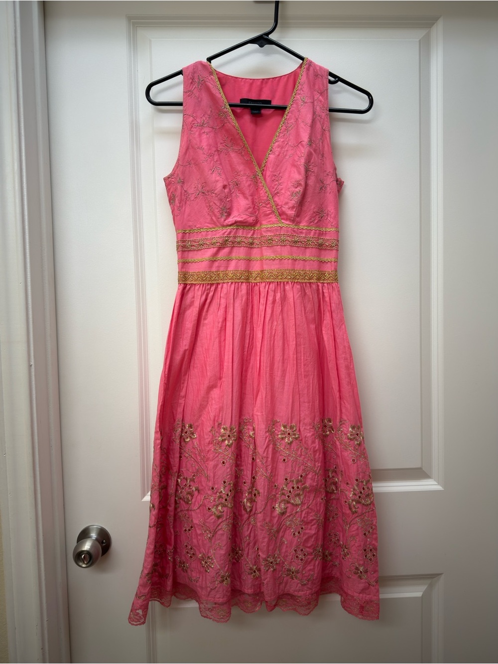 Express Coral Dress with Gold Embroidery